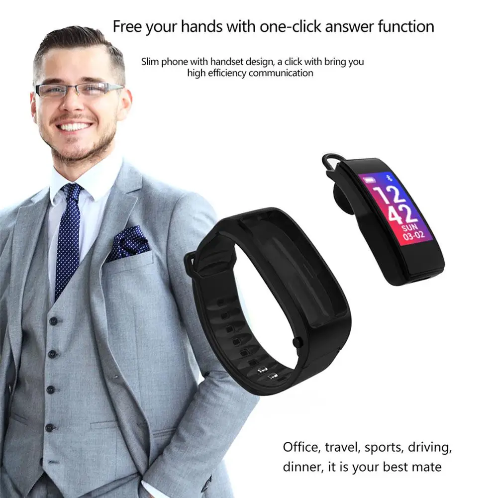 Newest Bluetooth Earphone Smart Bracelet Answer Call Smart Talk Band Intelligent Bluetooth Talk Bracelet Sports Black 2018