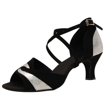 Для женщин Обувь для танцев с ПУ блеск и из флока materia Salsa Туфли для латинских танцев для дам JYG922