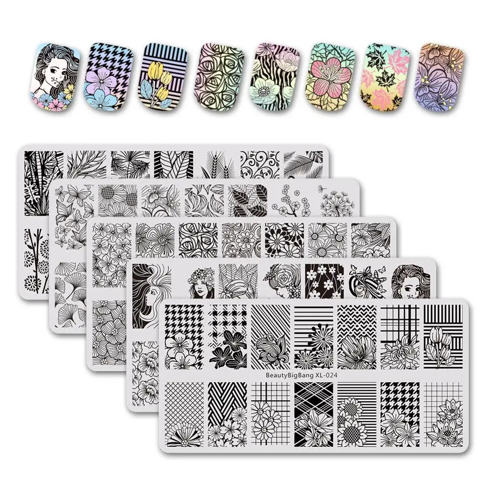 Beautybigbang Stamping Plates 6*12CM Cloud Star Cute Unicorn Pattern Nail Art Stamping Plate Printing Image XL-081