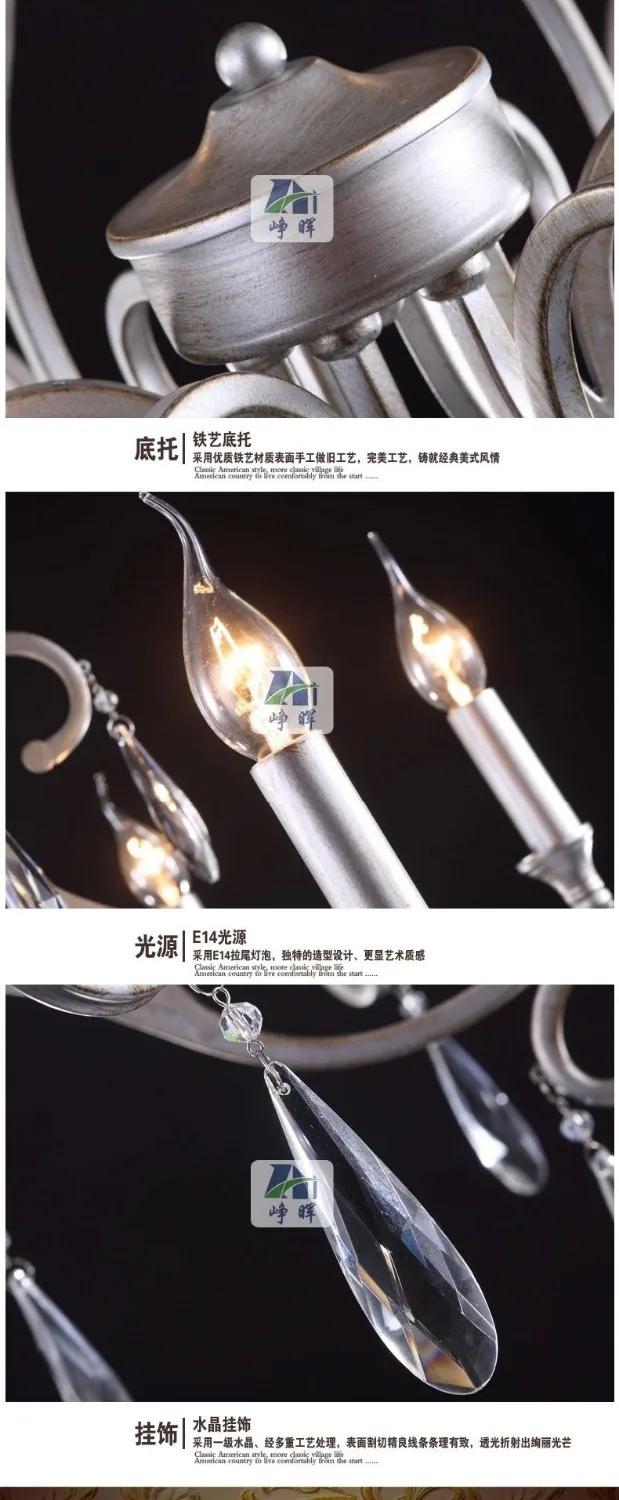6/8 Arms Железный Кристалл Lustre de Cristal Роскошные канделябро хрустальные люстры cristal Sala