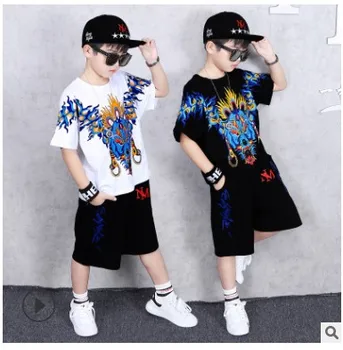 

boys summer suit 2019 new Tees+pants children Korean cartoon version streetwear clothing western clothes 3-13T years fashion