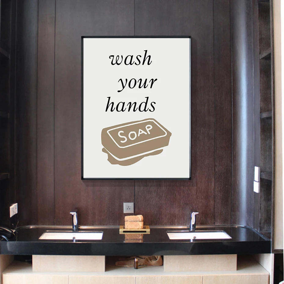 Modern Bathroom Quotes Posters Prints Towel Soap Comb Toothbrush Letters Canvas Painting Wall Art Pictures Washroom Toilet Decor (1)