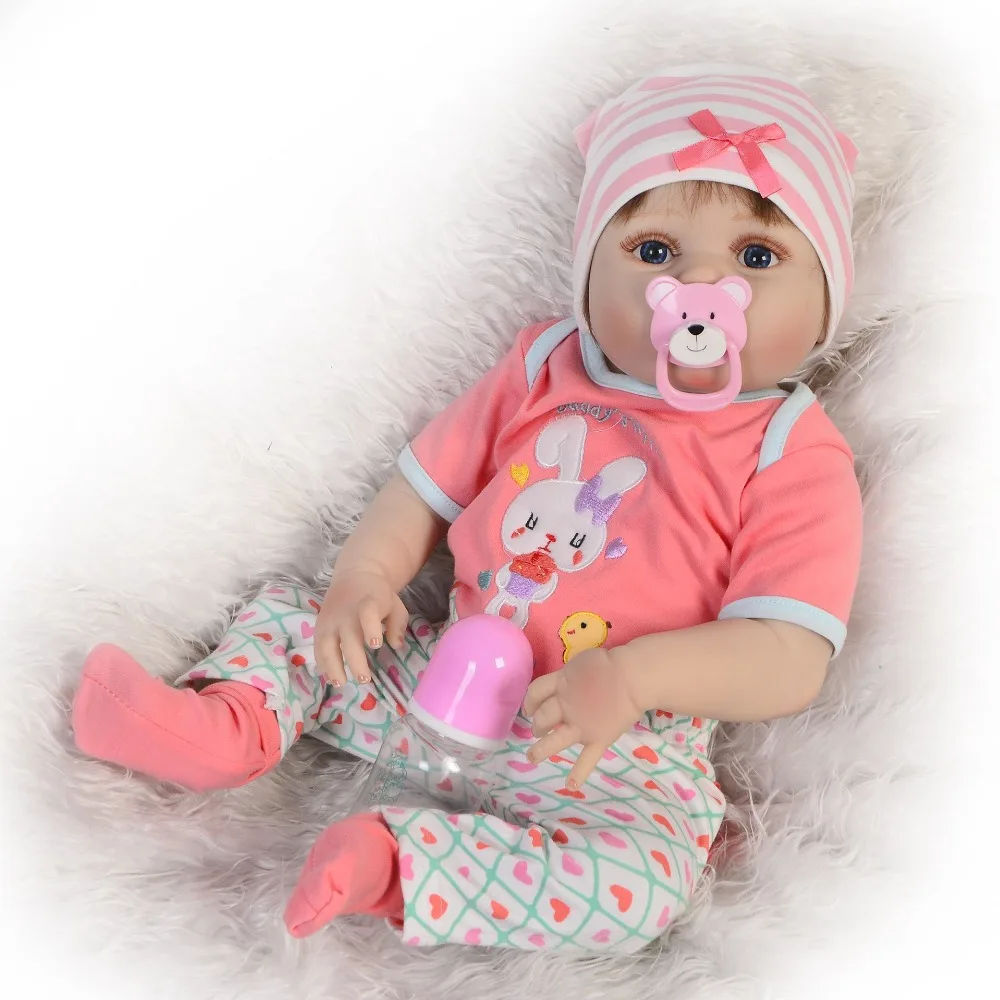 

23" Full Silicone Reborn Girl Baby Doll Toy Lifelike model doll infant dolls princess toddler babies Child play house bonecas