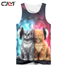 CJLM новые классные 3D мужские/женские майки с принтом музыкального кота без рукавов летние топы Мужские Дышащие Модные жилеты