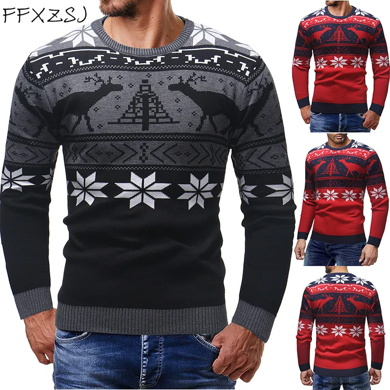 FFXZSJ high quality men's long sleeved round neck sweater