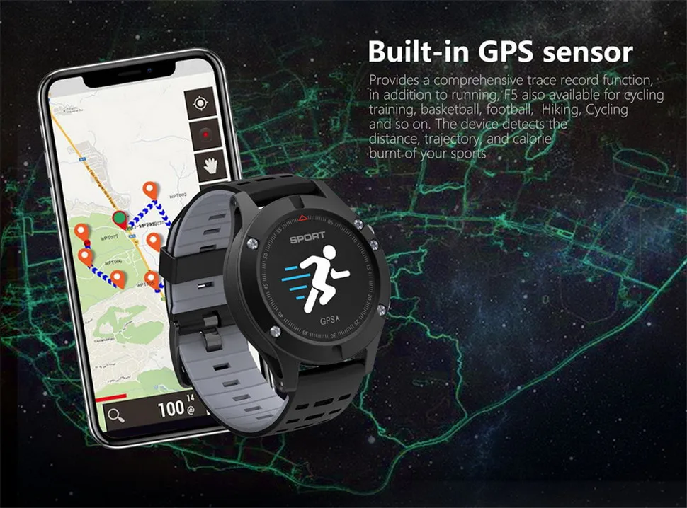 YKSO Bluetooth Smart Watch OLED Altimeter GPS Watch F5 wearable devices Heart Rate Monitor Smart Watch for iOS Android (12)