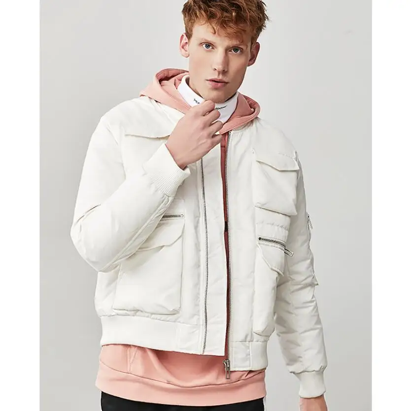 2019 Новая зимняя мужская куртка Короткая толстая белая пуховая куртка мужская с карманами модная 90% белая пуховая куртка плюс размер 4XL