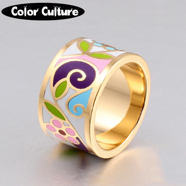 Nuovo Arrivo Oro-colore Motivi Geometrici Anello Del Fiore Dello Smalto Dell'ane Nuovo Arrivo Oro-colore Motivi Geometrici Anello Del Fiore Dello Smalto Dell'ane