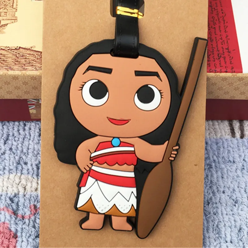 Silica Gel Luggage Tags Cartoon Moana Address ID Label Travel Accessories Suitcase Name ID Address Phone Number Board Check Tag