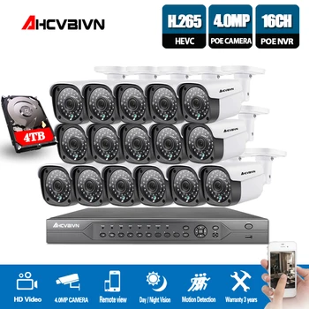 

H.265 16CH 4K 5MP CCTV Security System 5MP HD POE NVR Kit 4.0MP Bullet outdoor POE IP Camera P2P ONVIF Video Surveillance Set