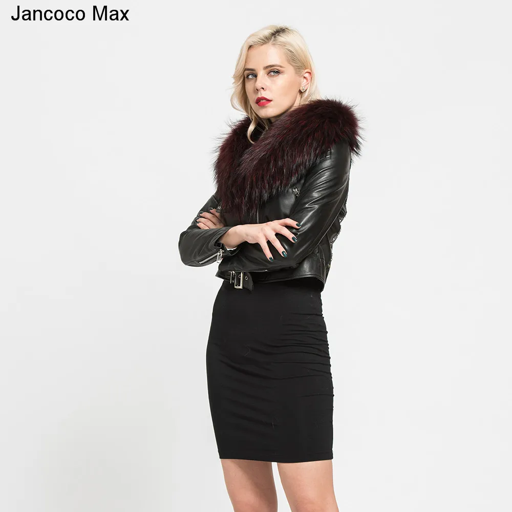 Jancoco Max 2019 новые оригинальные мех енота шарф Высокое качество зима теплый шарф натуральный мех воротник пальто платки S7140