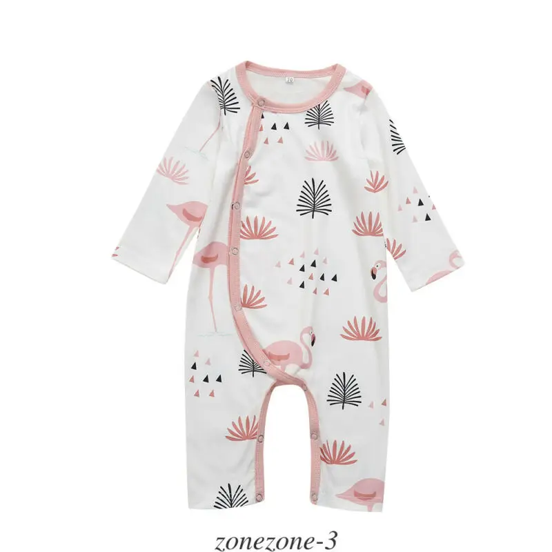  Toddler Logn Sleeve Rompers Autumn Spring Infant Unisex Baby Kid Cotton Flamingo Pajamas Sleepwear 