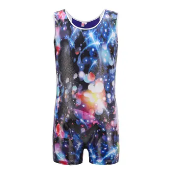 

star pattern trousers body suit New dance clothes ballet gymnastics suit Children\\'s sports sleeveless dance practice clothes