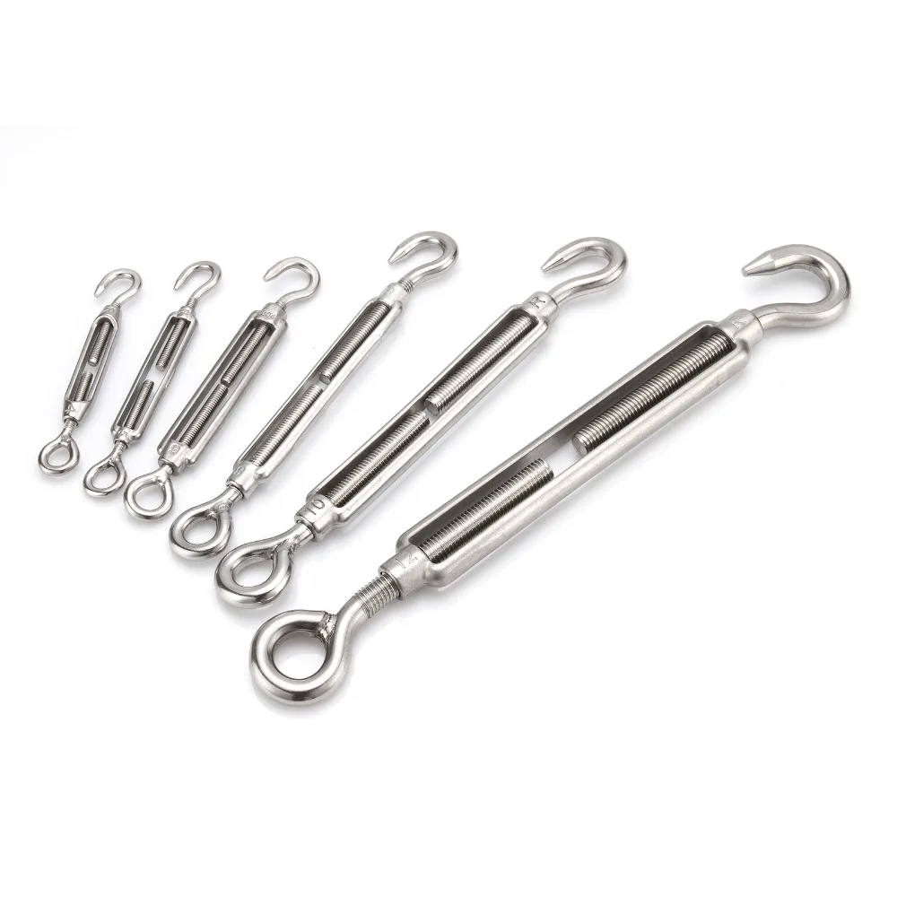 

1pcs M4/M5/M6/M8/M10/M12 Stainless Steel 304 Adjust Chain Rigging Hook & Eye Turnbuckle Silver Choose