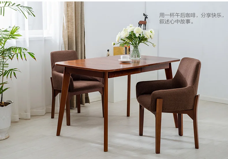 Simple North European Style Solid Wood Dining Chair Modern Single Casual Wooden Fabric Sofa