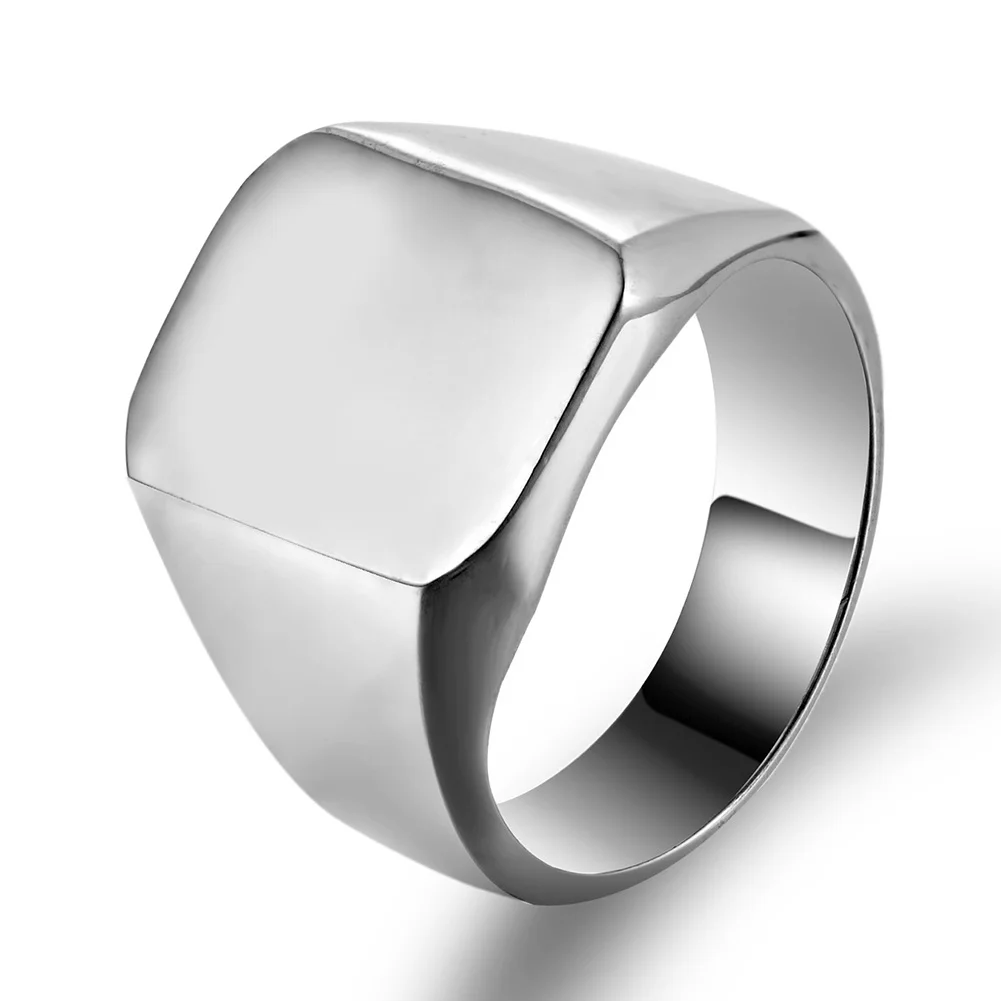Классические мужские стальные кольца из полированной нержавеющей стали, мужские кольца с печатью, вечерние, юбилейные