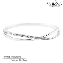 CKK браслет с переплетением металлических элементов серебра 925 ювелирные изделия Pulseras mujer стерлингового серебра прозрачные CZ браслеты для женские украшения