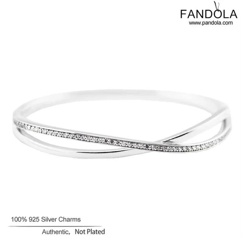 

CKK Entwined Bracelet Silver 925 Jewelry Pulseras mujer Sterling Silver Clear CZ Bracelets for Women Jewellery