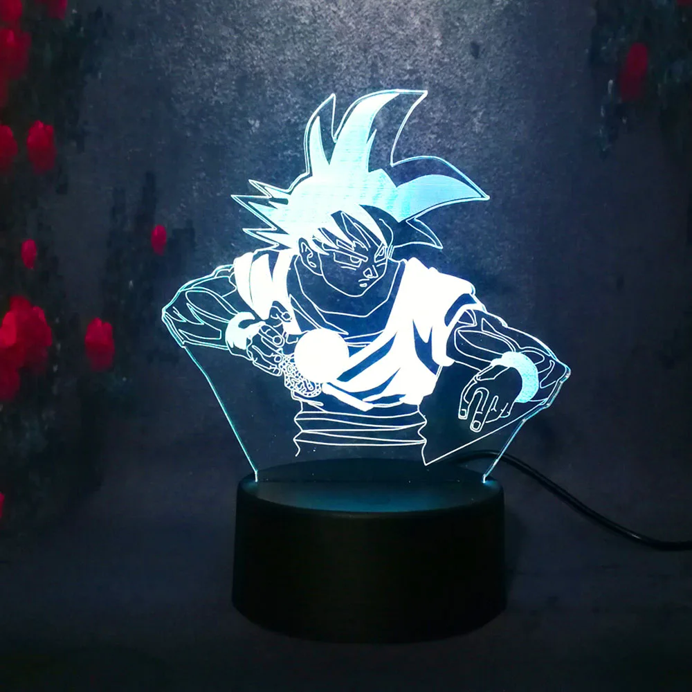 Прохладный 3D Dragon Ball Супер Saiyan Бог сын ночник 7 цветов светодио дный LED дети USB