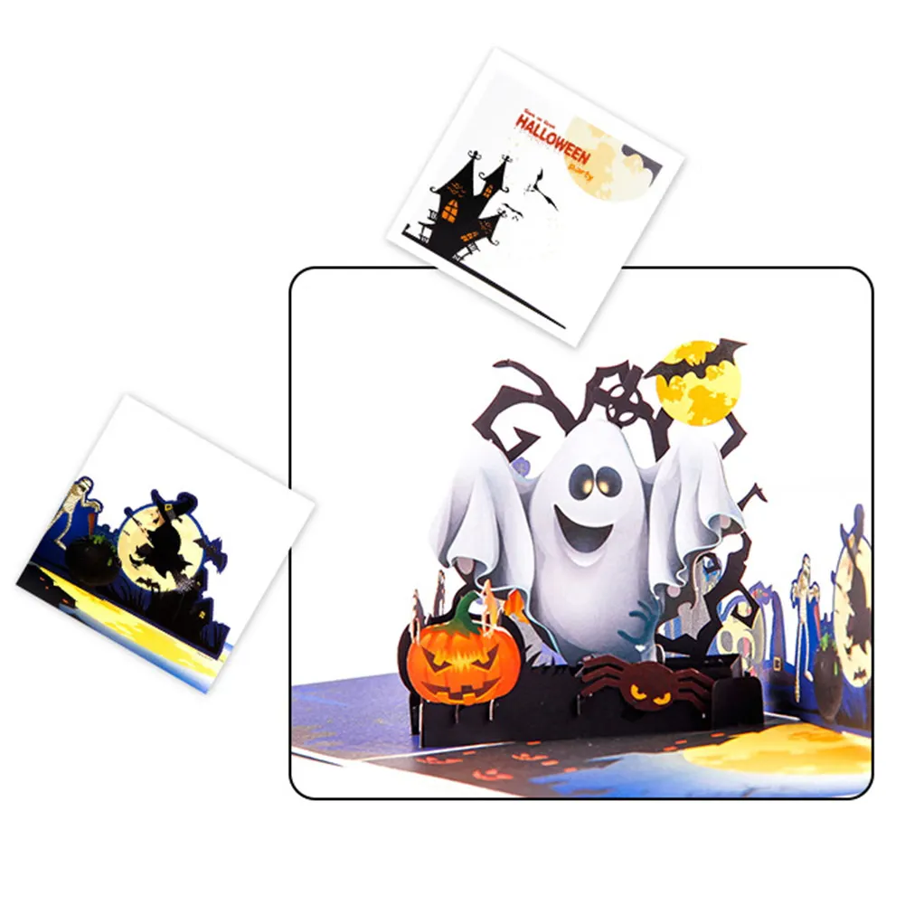 3D Хэллоуин Pop up открытка призрак тыквы ручной работы открытка с конвертом для Хэллоуин тематические Вечерние