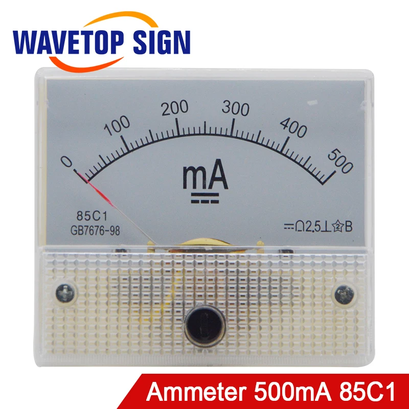 

DC500ma Ammeter Meter 85C1 0-500Ma Digital Milliammeter Analog Panel Amp Amperemeter Current For CO2 Laser Tube And Power Supply