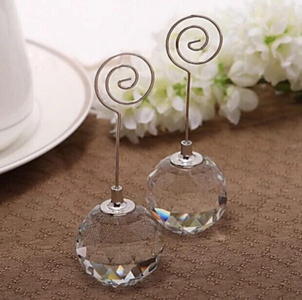 100pcs/lot Wedding Favor Crystal Diamond Ball Place Card Holders