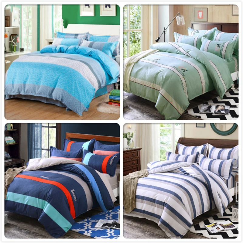 Classic Concise Stripe Duvet Cover 3/4 bedding Sets Couple Size Full