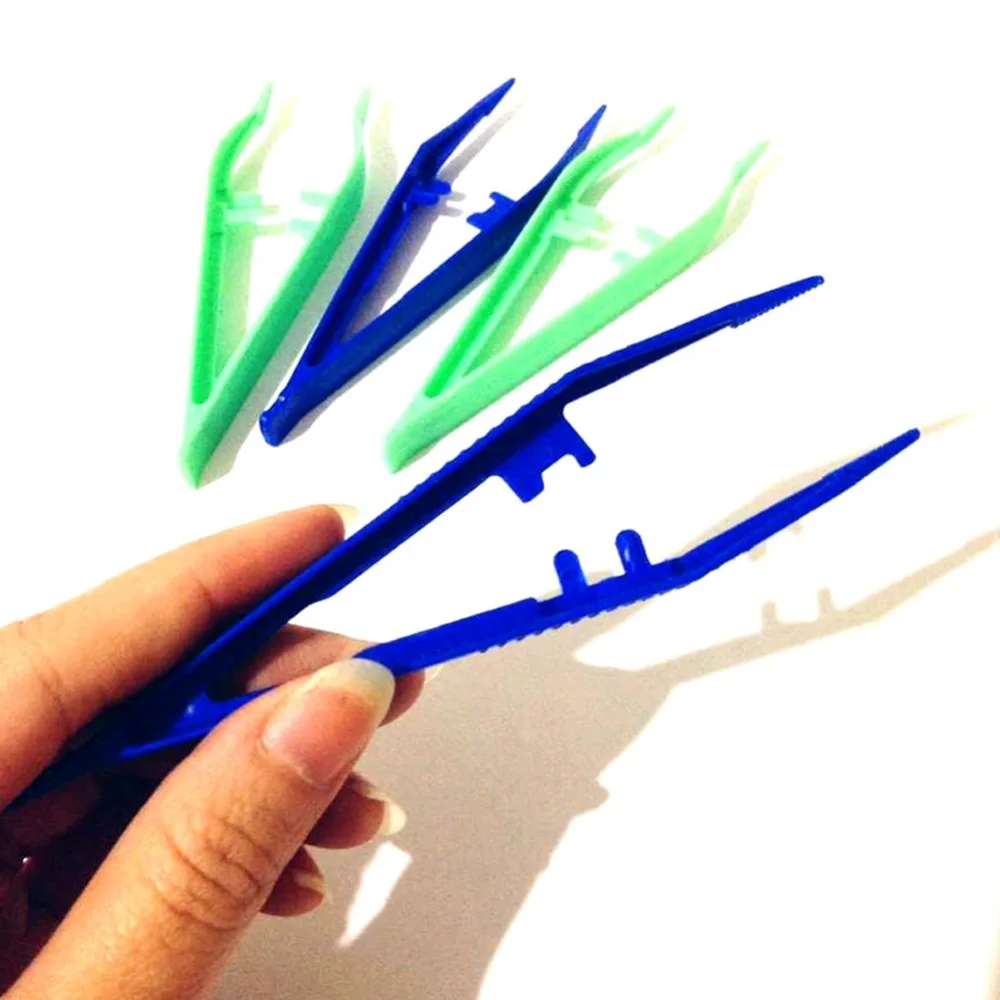 10pcs Plastic Tweezers Medical Beads Small Disposable Tweezers Tools