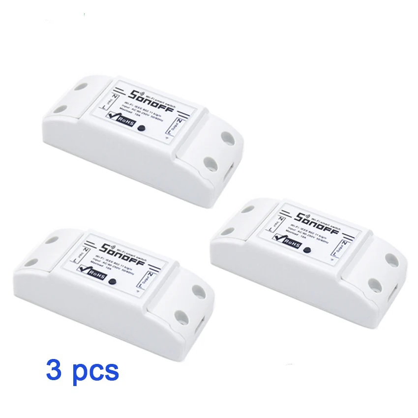 Sonoff Basic 3 pcs SONOFF базовый Wifi переключатель для Alexa беспроводной дистанционный переключатель умная Автоматизация модуль домашней автоматизации 10A/2200W - Комплект: Sonoff Basic 3 pcs