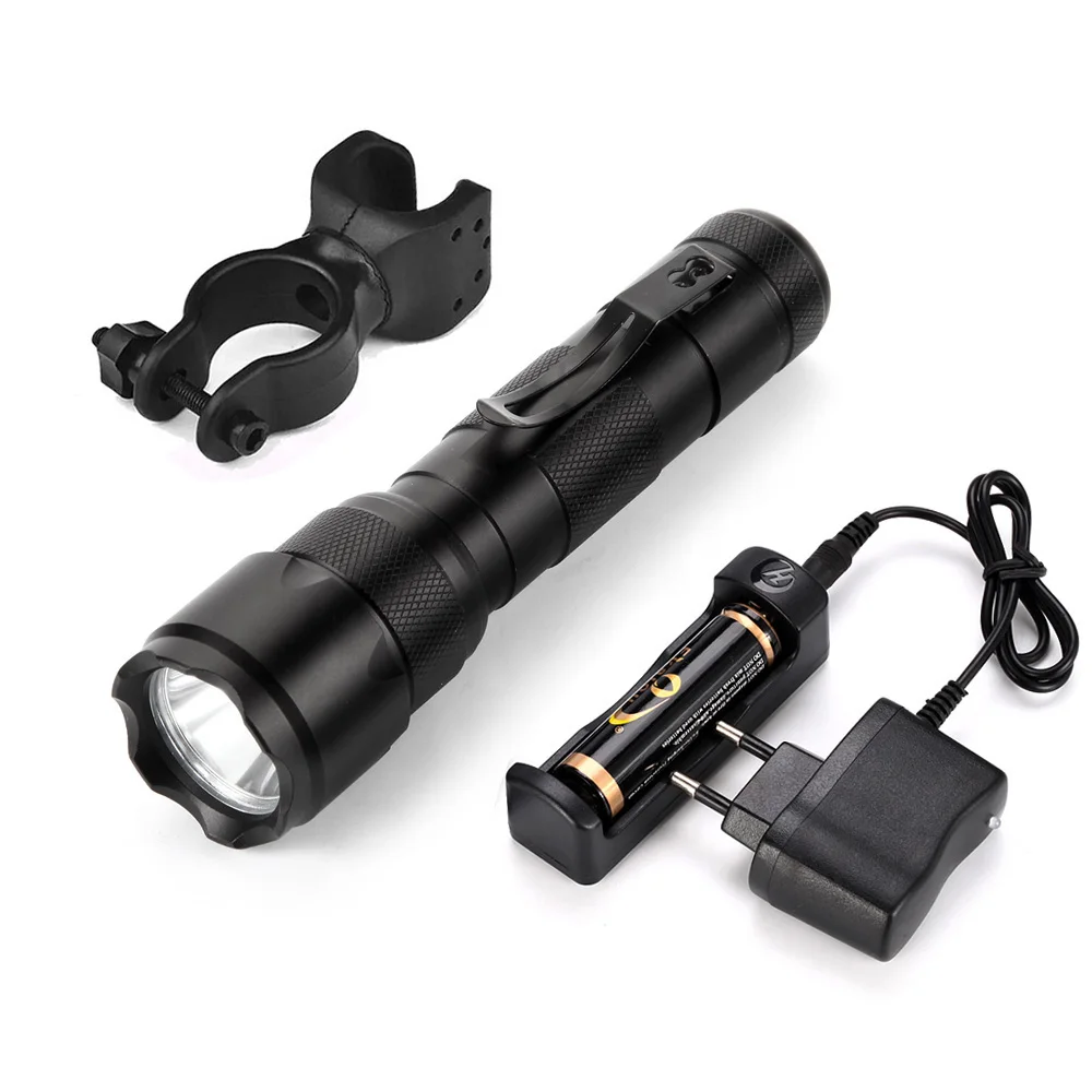 

New 502B LED Flashlight 18650 Torch 5 Modes 2000 Lumens light XM T6 Lamp Tactical Flashlight camping cycling light kit
