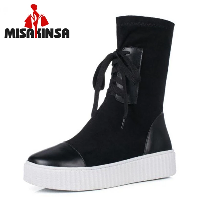 

FITWEE Women Real Leather Thick Bottoms Boots Cross Trap Warm Fur Shoes For Cold Winter Botas Soft Women Footwears Size 34-39