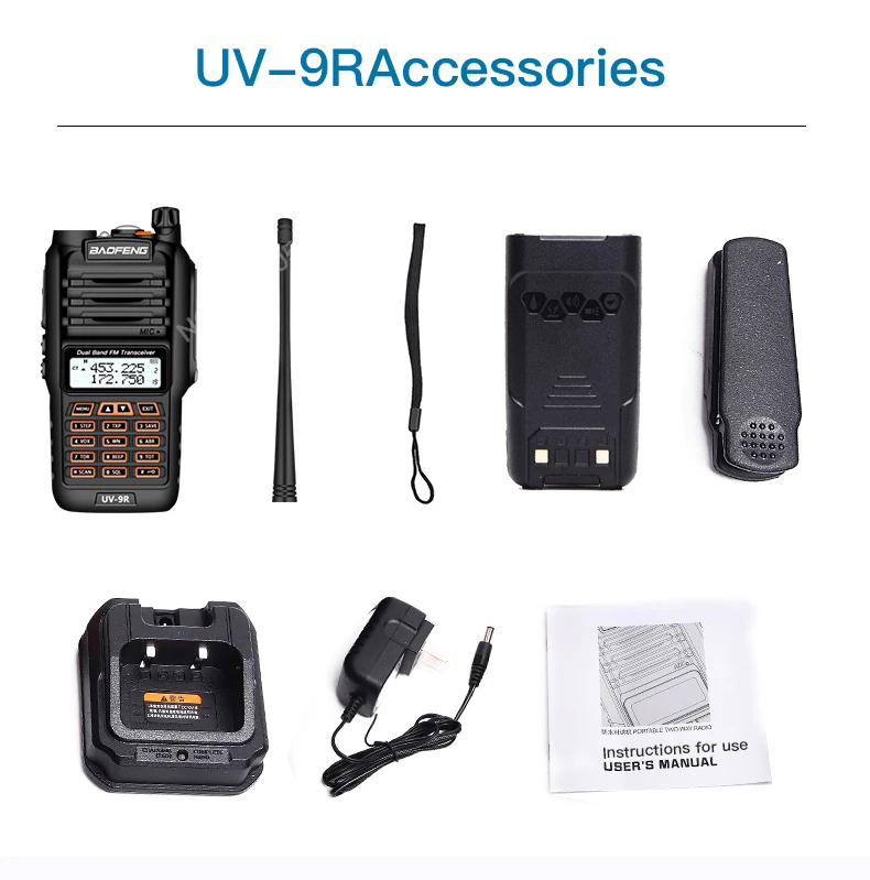 BaoFeng UV-9R плюс Водонепроницаемый портативная рация 8 Вт UHF VHF Двухдиапазонный IP67 КВ трансивер УФ 9R Ham Портативный радио