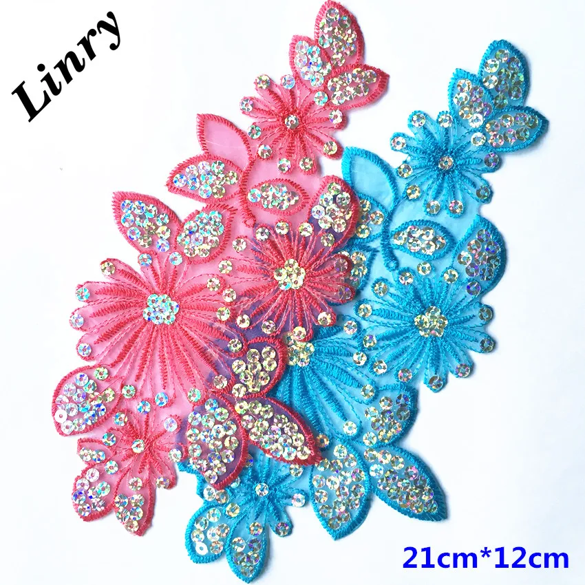 

NEW Sequins Flower Patch Embroidered Iron On Patches Applique Badge Clothes Stickers Apparel Craft Wedding DIY Accessory A423