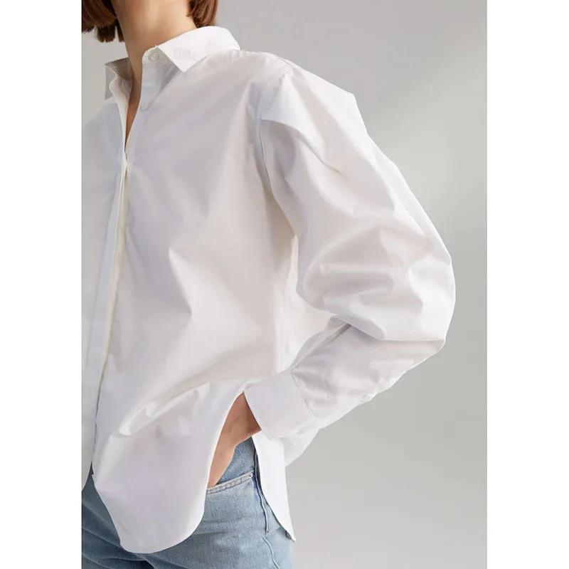 Longue Striped Épaules Top Blue Sur Détails Chemise Les Volumineux Logo Brodé Chemises Priola Manches Bleu Poignets Femme Blanc Bande Plissée wHPTTgqI