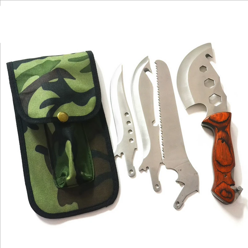 New Multifunctional 4 in 1 AXE +Knife+Saw Outdoor Tools set Hand Tool For Camping Hunting Axe Saw Survival Knife  (6)