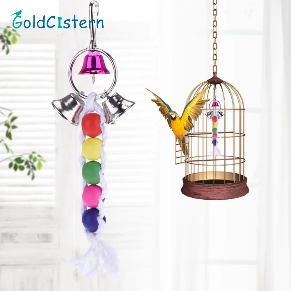 Multicolor Beads Bird Toys Pets Parrot Toys Wooden Bird Ladder Swing