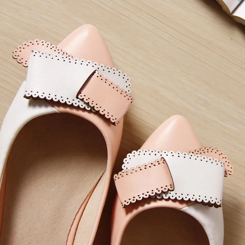 

Spring Footwear Women Ballet Boat Flats Shoes Sweet Elegant Shoes Woman Slipony Mix Color Pointed Toe Ladies Boat Shoes Big Size