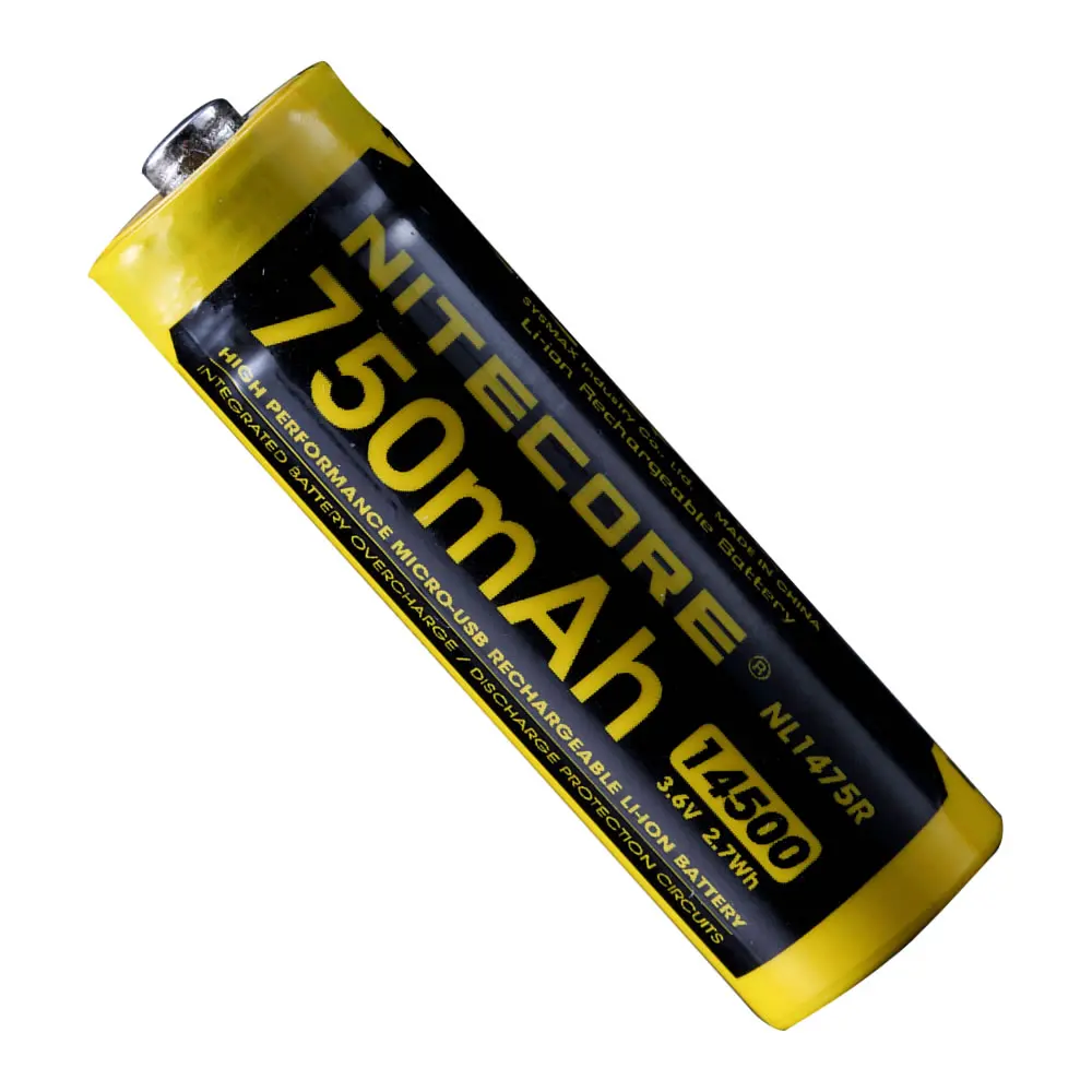 TOPSALE NITECORE NL1475R 750mAh14500 Высокая Производительность микро-USB литий-ионная аккумуляторная батарея 2.7Wh Кнопка Верхняя защищенная батарея