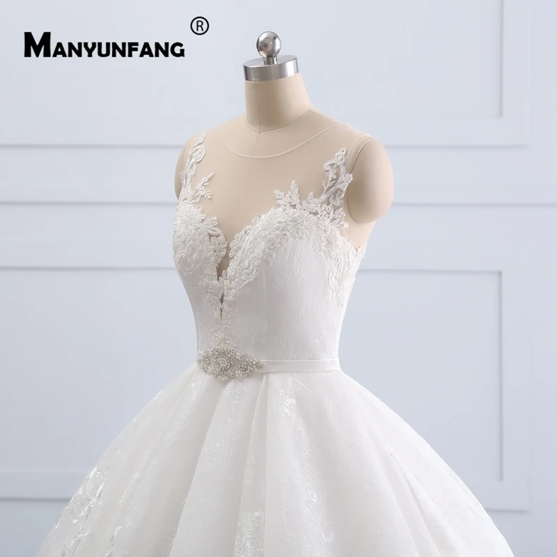 Вышитый тюль с кружевными аппликациями Robe BLANCHE Mariage роскошное свадебное платье реальное изображение Bridedress плюс Размеры