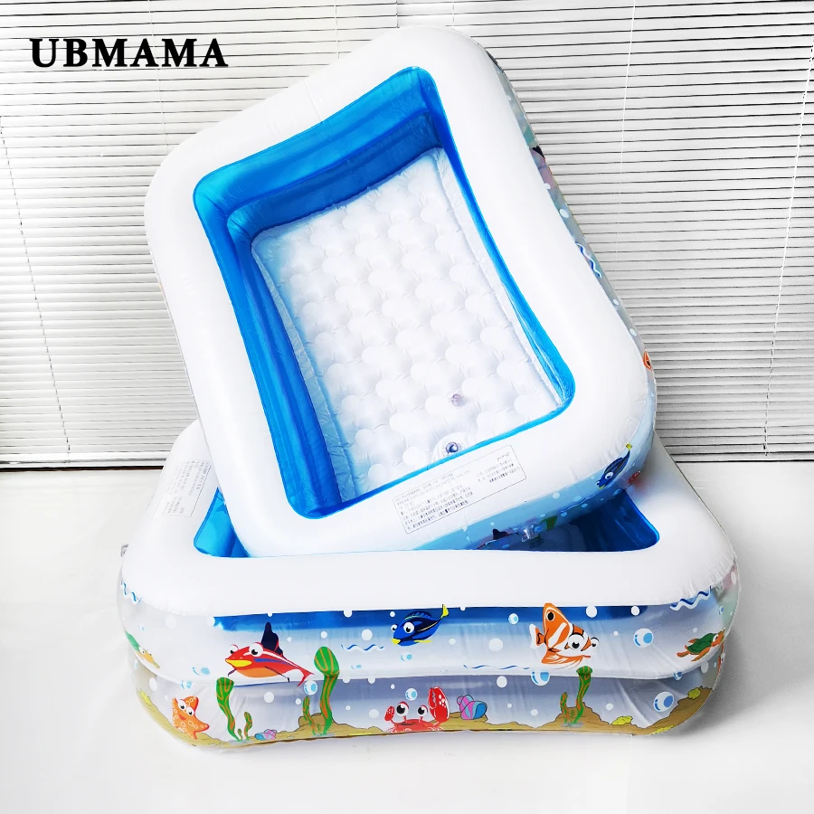 

Double layer plastic inflatable square print underwater world pattern children's ocean pool baby swimming pool