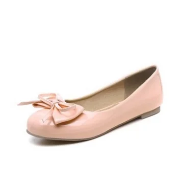 Женская обувь с круглым носком; большие размеры; балетки на плоской подошве из лакированной кожи; слипоны с бантом; лоферы с низким верхом; женская обувь для вождения; цвет черный, розовый, синий - Цвет: pink
