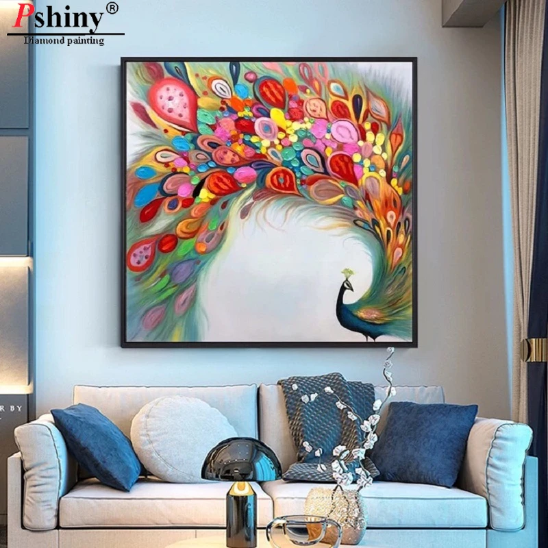 Pshiny 5d DIY картина вышитая бисером комплект цветные с изображением павлина из страз
