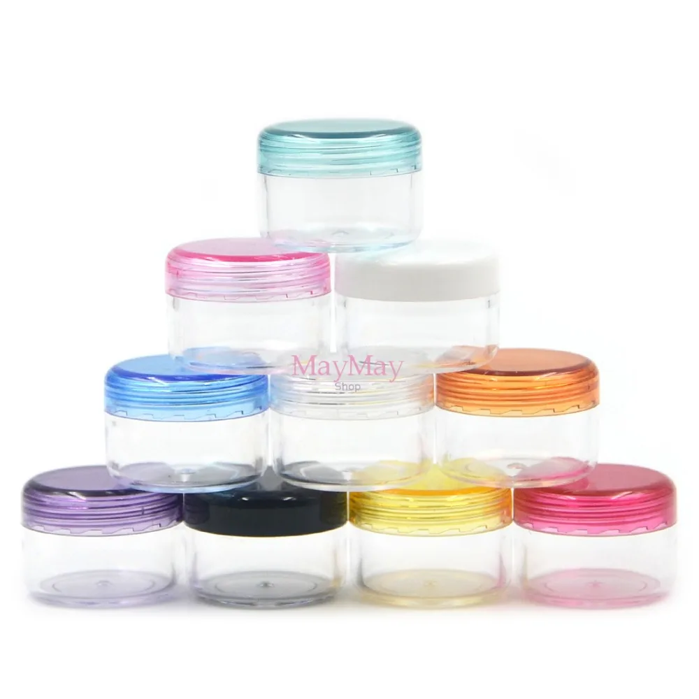 10pcs 5g Mix 10 Colors Round Small Plastic Sample Mini Bottle Jars Vial