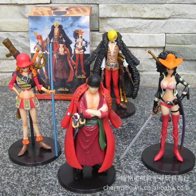 Best Offers J.G Chen Anime Figures One Piece Film Z PVC Action Figure Toys Dolls Zoro Sanji Nami Robin 15cm set of 4 New Janpanese Anime