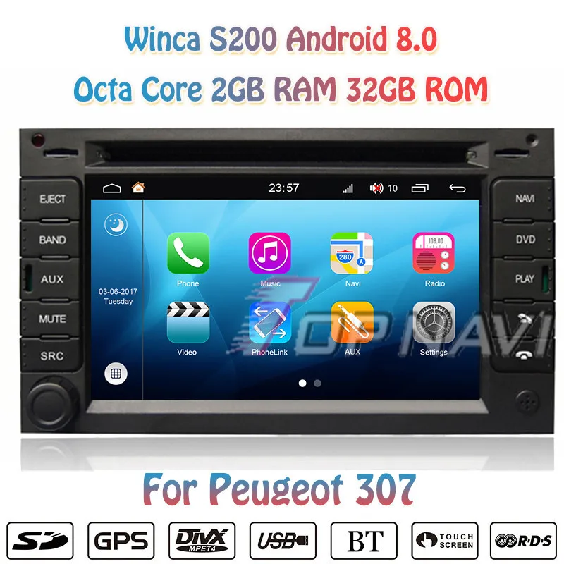 Автомобильный мультимедийный DVD плеер Topnavi восьмиядерный 6 2 дюймов S200 Android 8 0 для