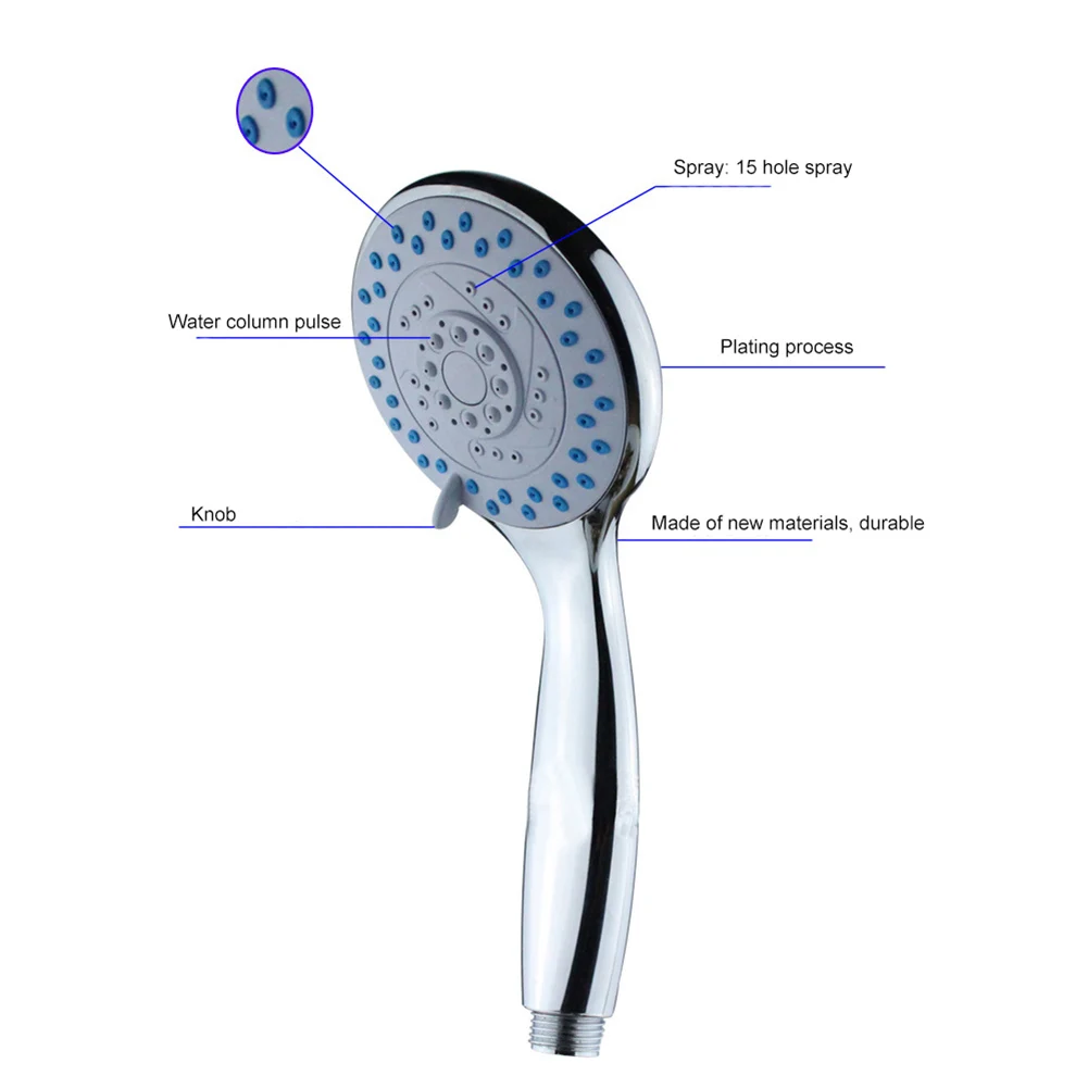 5 режимов для ванной комнаты, ручная насадка для душа с дождевой насадкой, круглая Регулируемая насадка для душа с высоким давлением, водосберегающая насадка для душа