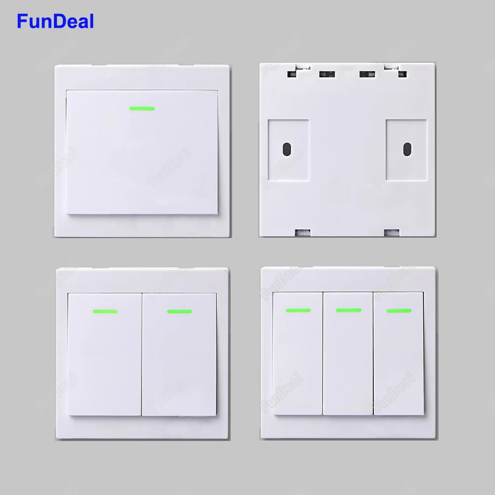 

433Mhz Smart Home 86 Wall Panel Remote Transmitter 1/2/3 Button Sticky RF TX Living Room Bedroom EV1527 Wireless Remote Controls