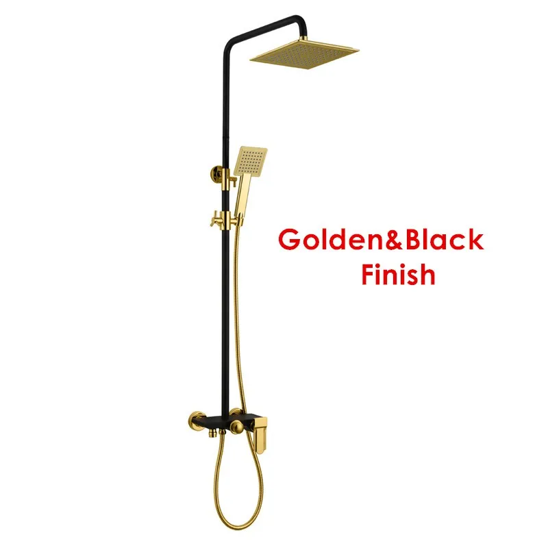 golden and black bathroom shower set