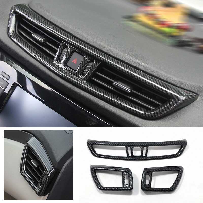 Carbon fiber look Interior Dashboard Air Vent Trim For NISSAN ROGUE 2017 2018