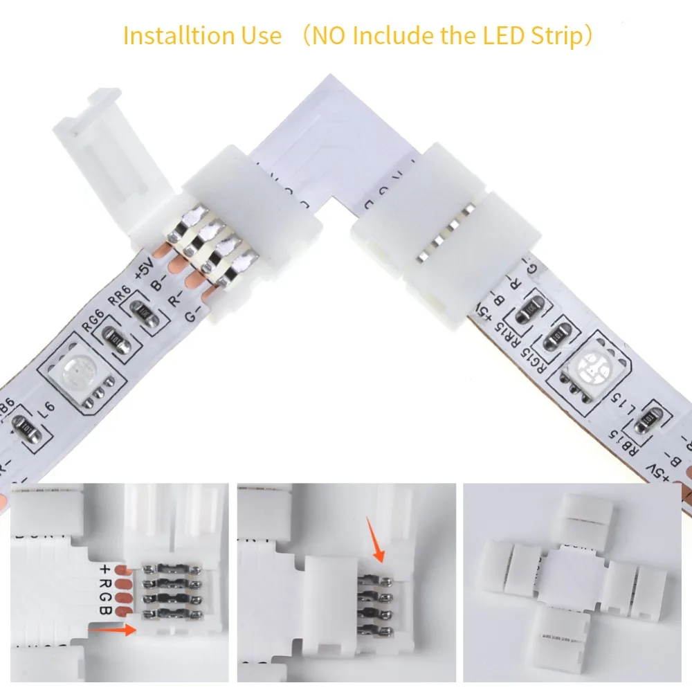 Разъем для светодиодной ленты 5 шт. 10 мм 4-контактный 5-контактный разъем для 5050 RGB светодиодный светильник l-образный Т-образный Х-образный